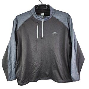 Mens Black & Gray Callaway Pullover Sweatshirt 1/4 Zip Long Sleeve Size XXL